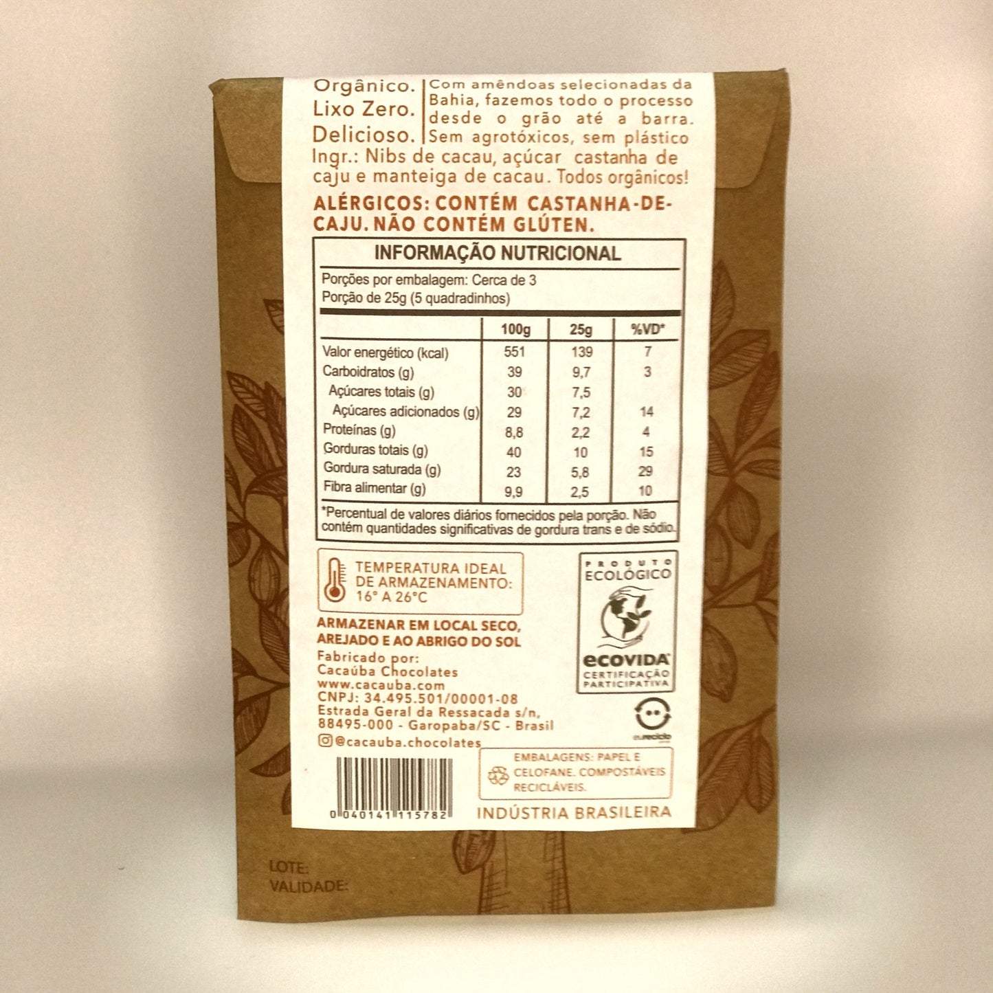 Barra 56% cacau cremoso vegano 80g